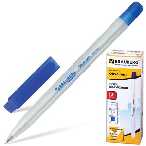 Ручка шариковая масляная BRAUBERG Olive Pen, 0,7мм, корпус прозрач., стержень СИНИЙ 170234, 216261