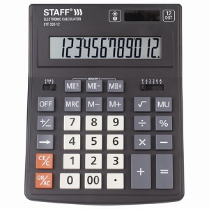 Калькулятор STAFF Plus STF-333, 12 разрядов, 200х154х10мм, черный