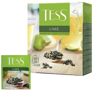 Чай TESS Lime, зеленый с цедрой цитрусовых, 100 пакетиков