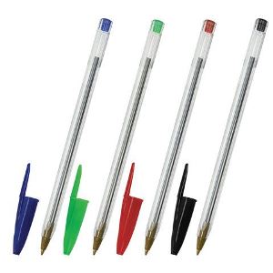 Набор ручек шариковых STAFF Basic Budget BP-04,4 цвета, 0.7мм, корпус прозрачный