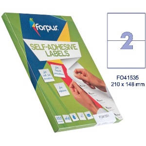 Этикетки самоклеящиеся FORPUS А4, 100л, 210х148мм (200 шт/уп)
