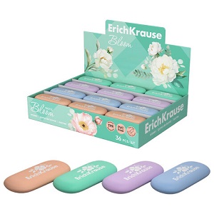 Ластик ERICH KRAUSE Pastel Bloom, 22х22х17 мм, овальный, ассорти
