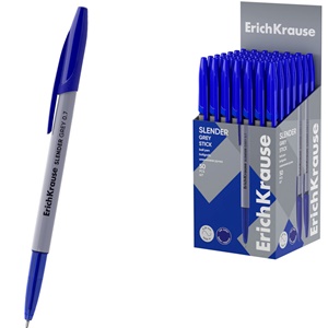 Ручка шариковая ERICH KRAUSE Slender Stick Grey, 0,7мм, супер скольжение, стержень СИНИЙ