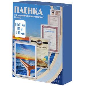 Пленка для ламинирования А7 (80х111мм), OFFICE KIT, 80мкм, 100шт/уп